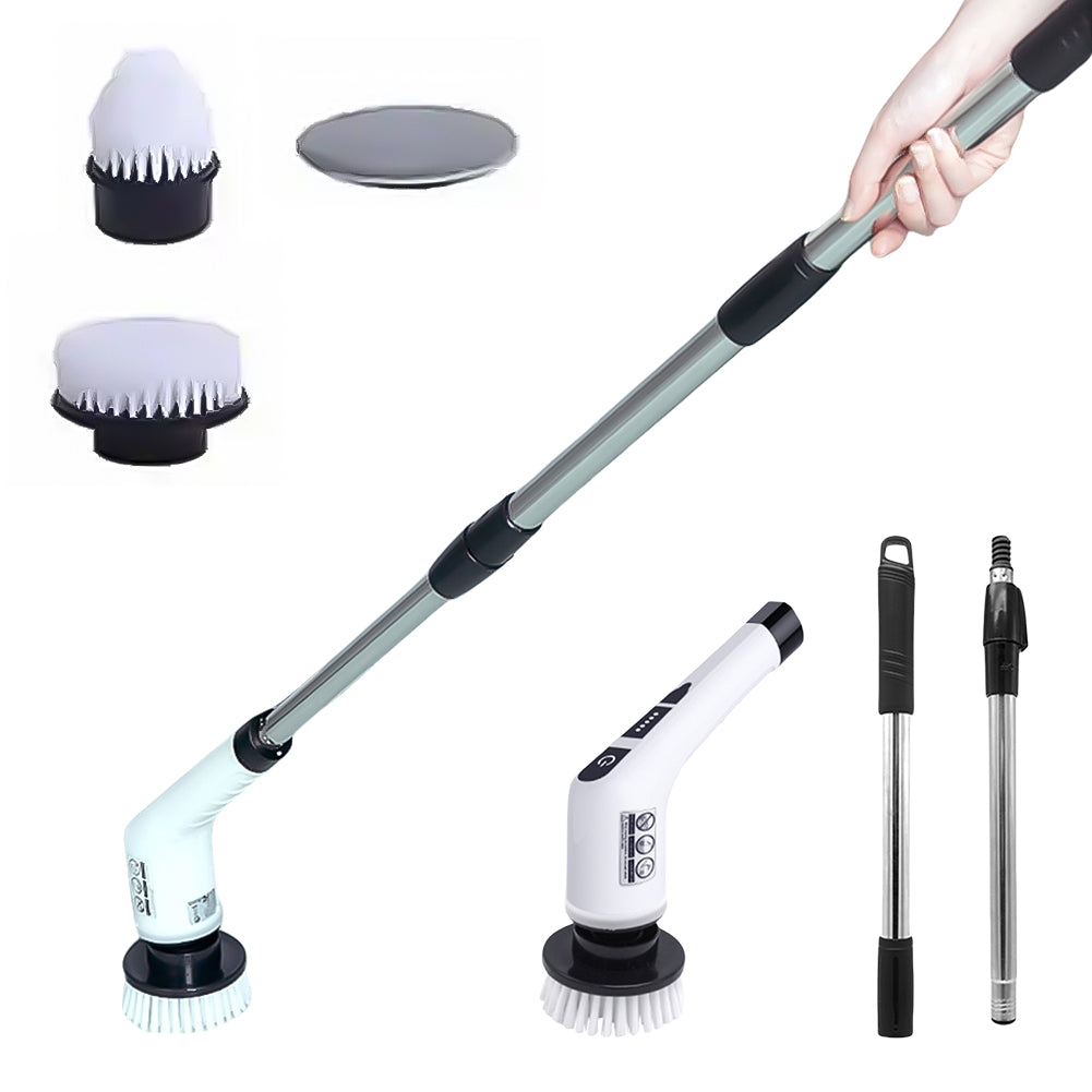 Perie electrica fara fir, cu doua viteze reglabile, maner lung, 8 capete