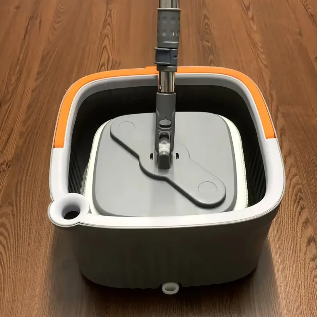 Set  mop cu galeata, mop rotativ si microfiba, maner otel inoxidabil, stoarcere automata