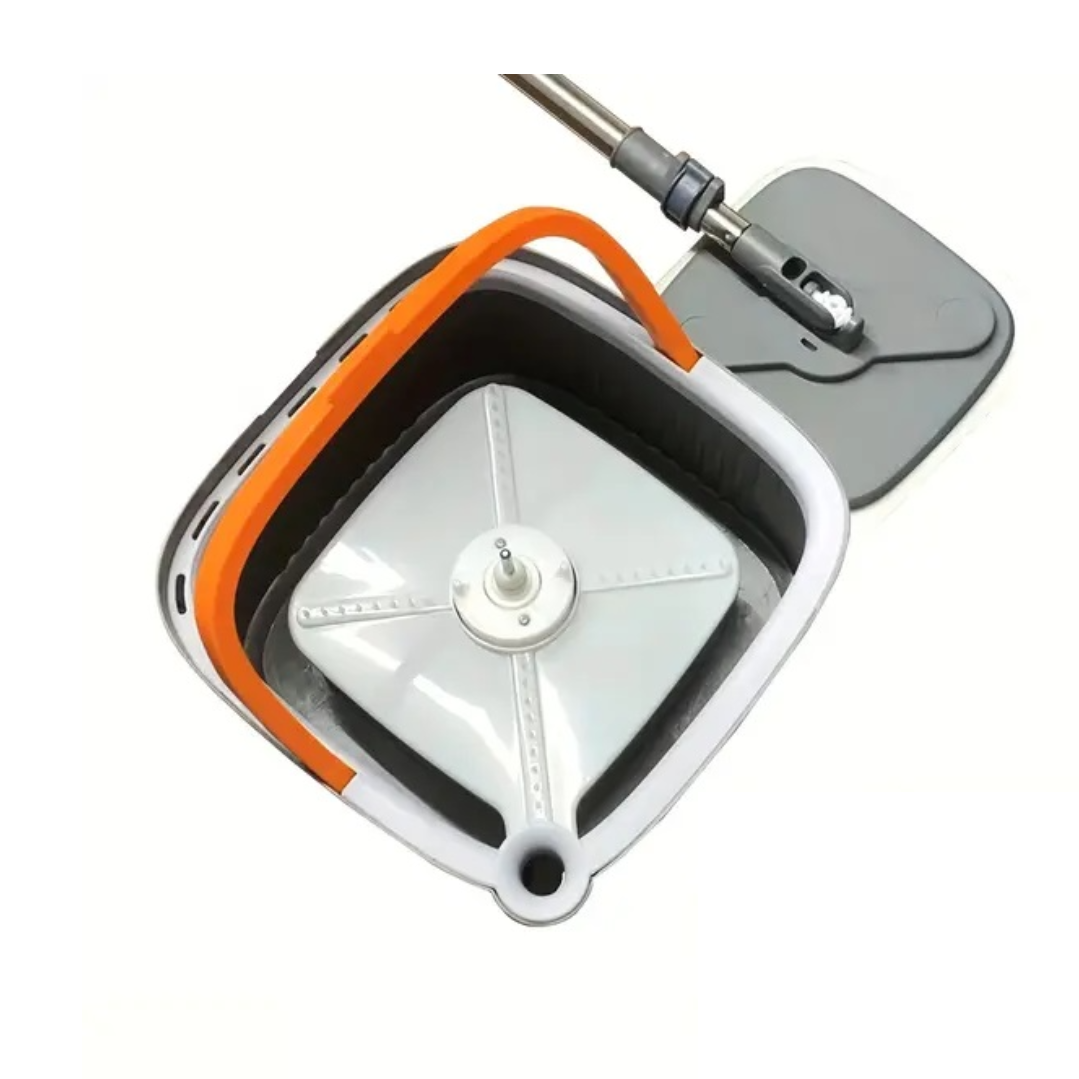 Set  mop cu galeata, mop rotativ si microfiba, maner otel inoxidabil, stoarcere automata