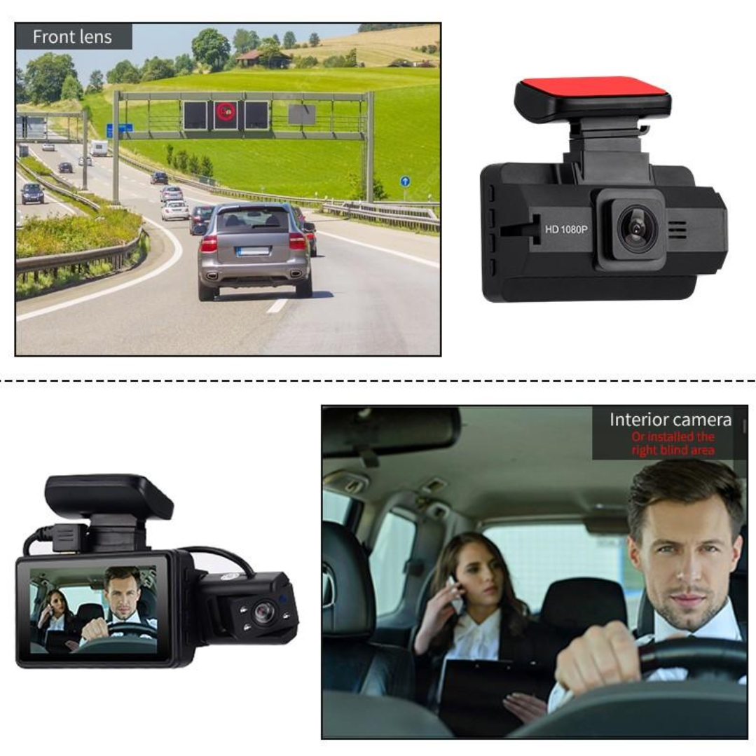 Camera auto bord 1080P HD, ecran de 7,6 cm, cu unghi larg de vedere nocturn? si senzor G