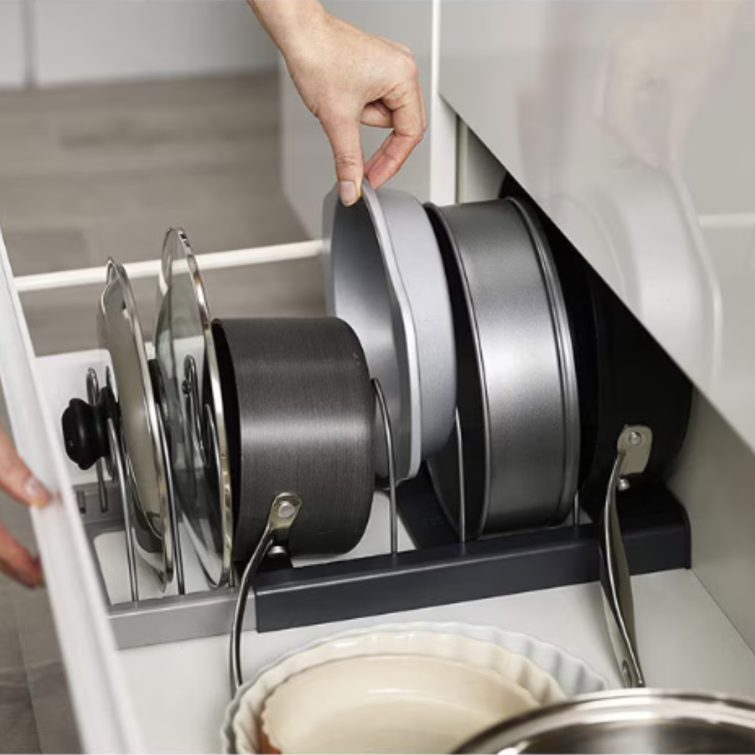 Suport pentru capace/oale, Plastic/Metal, 7 separatoare