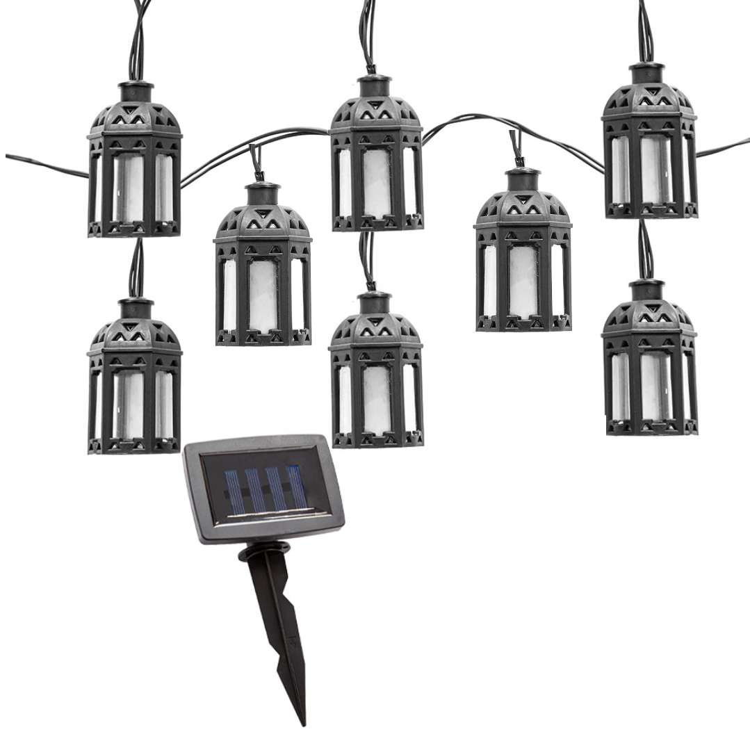 Ghirlanda luminoasa Led cu 8 becuri tip felinar, lumina alb cald