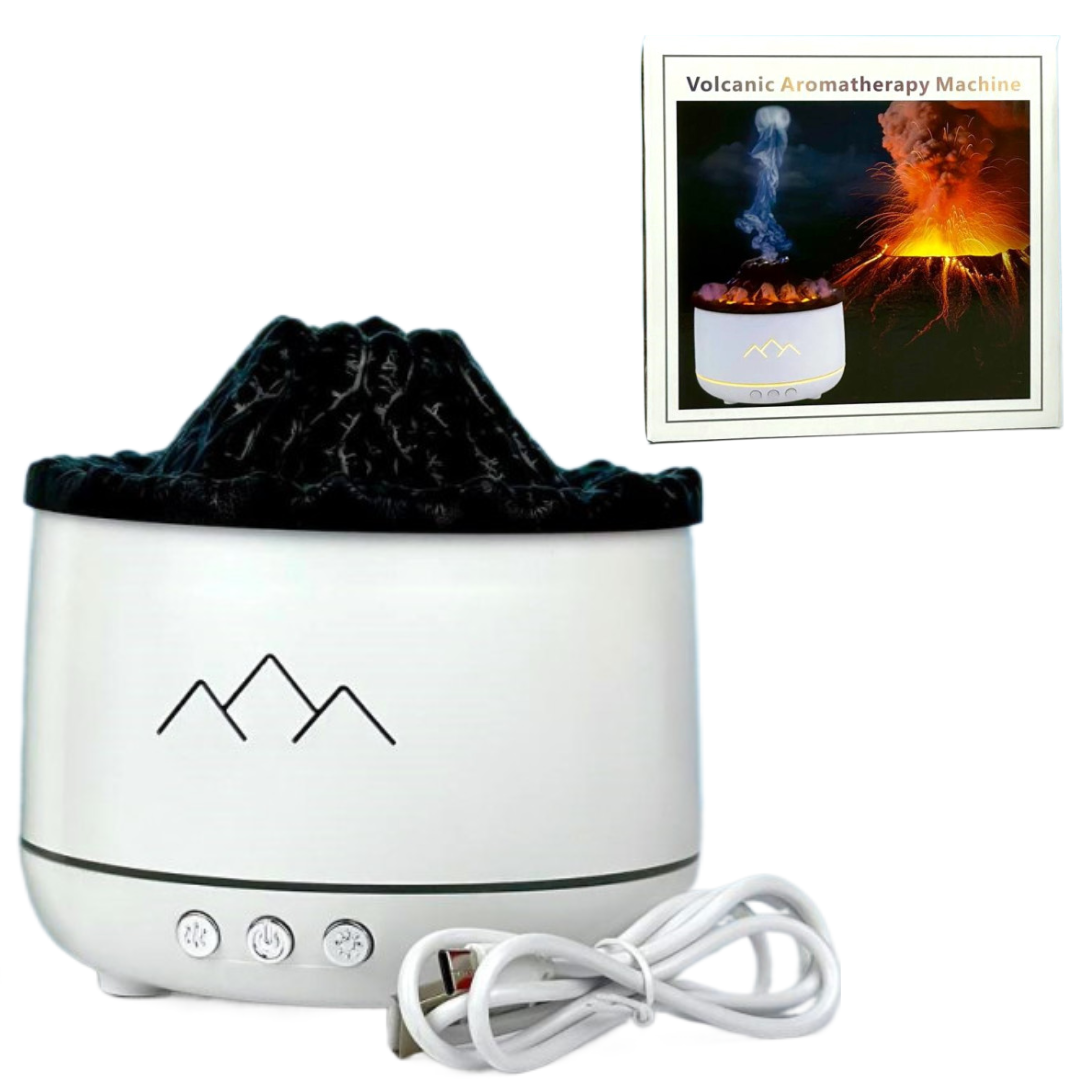 Umidificator tip vulcan cu flacără și difuzor de aromaterapie