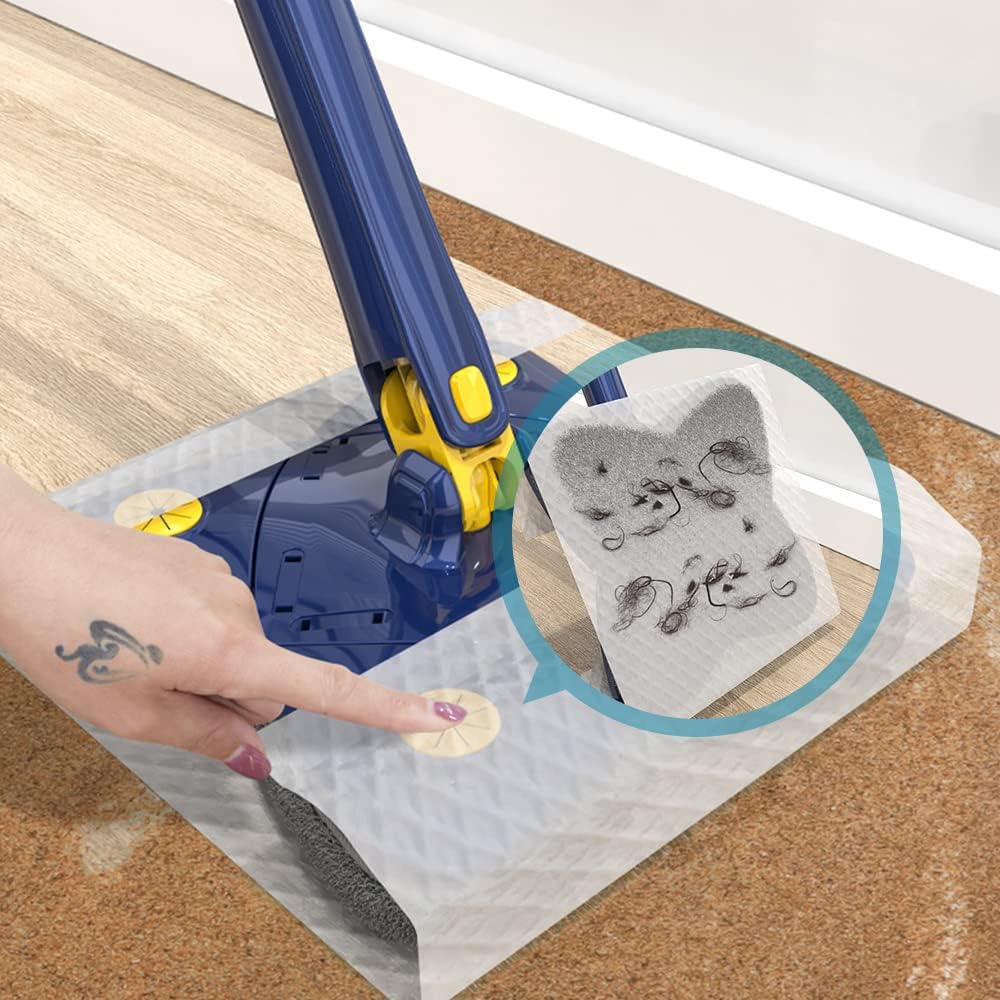 Pachet Mop reglabil rotativ la 360° cu stoarcere automată, uscat si umed + 2 rezerve absorbante
